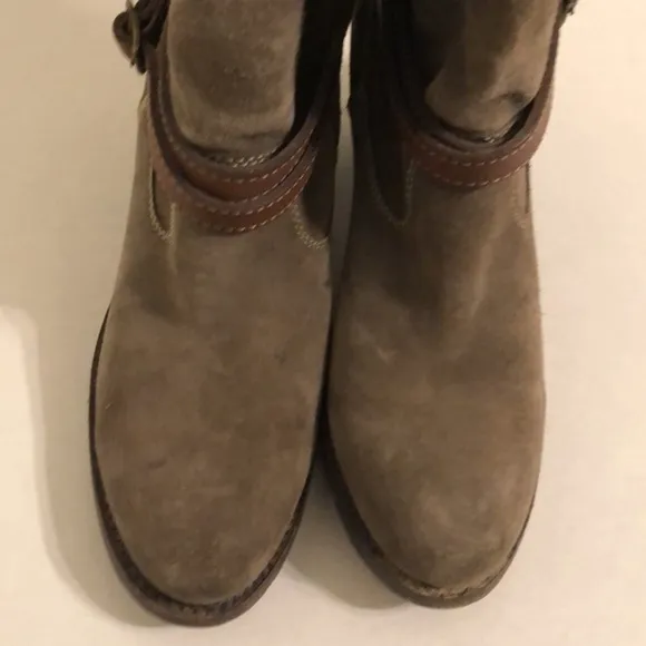 Frye Taupe olive Leather Suede Tall Boots size 6.5