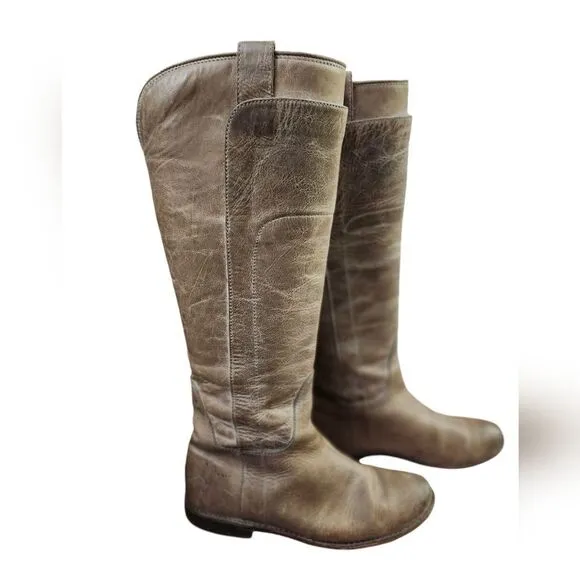 Frye Taupe Paige leather knee-high riding boots 6.5