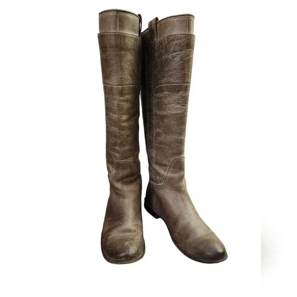 Frye Taupe Paige leather knee-high riding boots 6.5