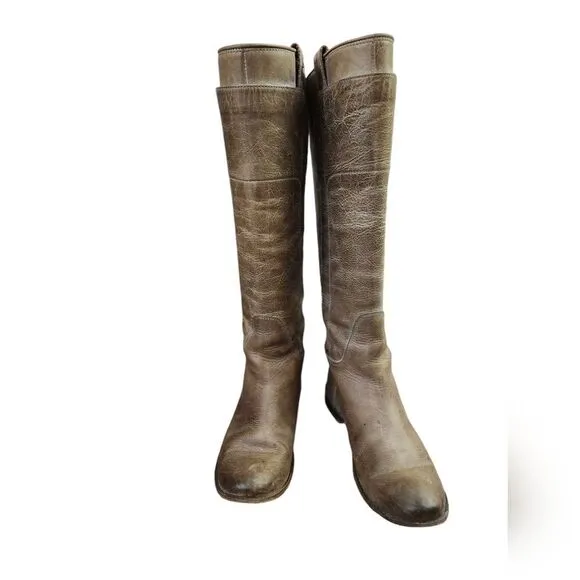 Frye Taupe Paige leather knee-high riding boots 6.5