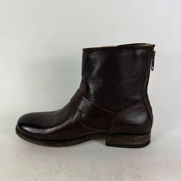 Frye Tyler Engineer Boots Women's 6.5 Brown Leather Zip Ankle Strap Booties