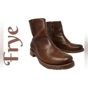 Frye Veronica Carmel Brown Distressed Leather Color Ankle Boots Sz 8B Casual