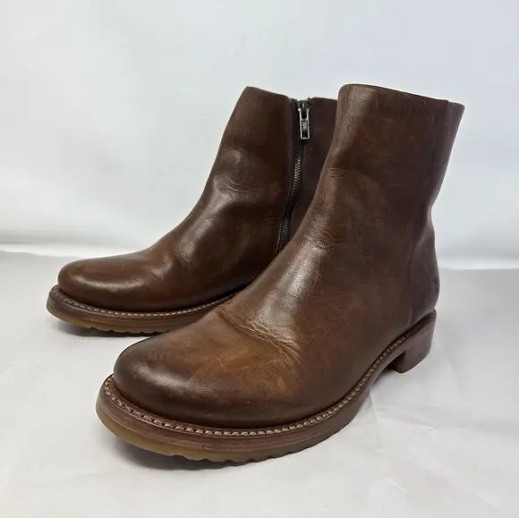 Frye Veronica Carmel Brown Distressed Leather Color Ankle Boots Sz 8B Casual