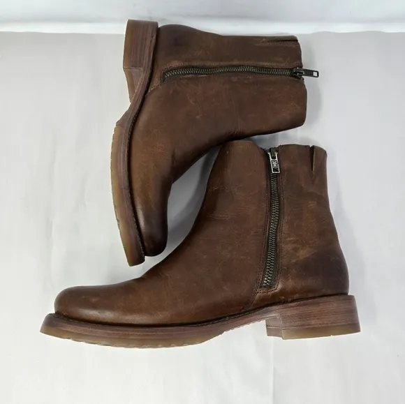 Frye Veronica Carmel Brown Distressed Leather Color Ankle Boots Sz 8B Casual