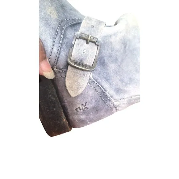 FRYE VERONICA WOMEN'S LEATHER BUCKLE DISTRESSED CREAM/GRAY TALL BOOTS SIZE 6