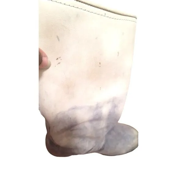 FRYE VERONICA WOMEN'S LEATHER BUCKLE DISTRESSED CREAM/GRAY TALL BOOTS SIZE 6