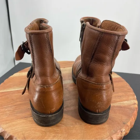 Frye Vicky Buckle ankle Boots brown Leather Sz 6.5
