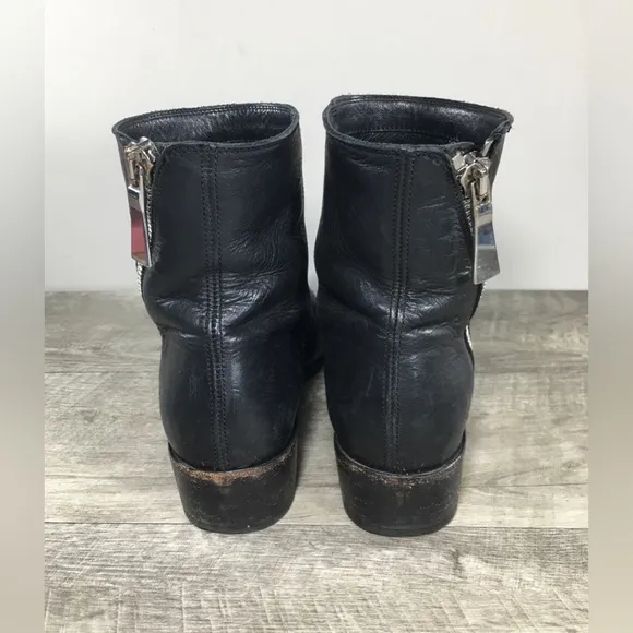 FRYE Women's 78050 Demi Zip Black Leather Moto Bootie Ankle Riding Boots Size 9