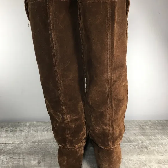 Frye Womens #78326 Cara Tall Brown Suede Leather Mid Calf Riding Boots Size 6.5