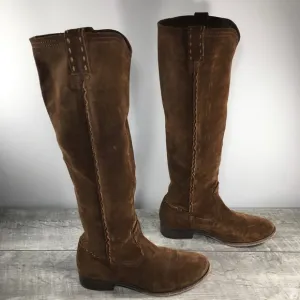 Frye Womens #78326 Cara Tall Brown Suede Leather Mid Calf Riding Boots Size 6.5