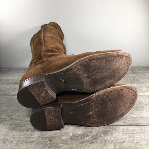 Frye Womens #78326 Cara Tall Brown Suede Leather Mid Calf Riding Boots Size 6.5