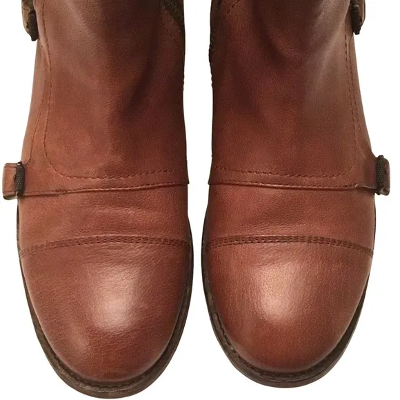 FRYE Women’s Ethan Triple Monk Strap Brown Leather Ankle Boots Size 8