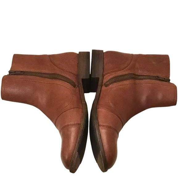 FRYE Women’s Ethan Triple Monk Strap Brown Leather Ankle Boots Size 8