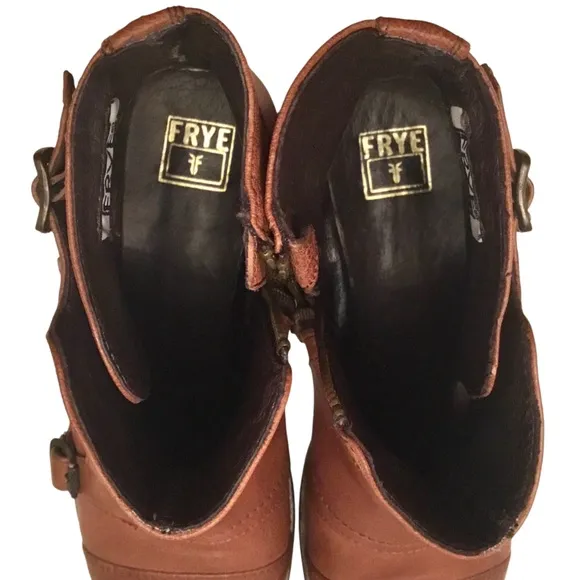 FRYE Women’s Ethan Triple Monk Strap Brown Leather Ankle Boots Size 8