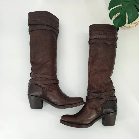 Frye Women's Jane Brown Leather Tall Heels Boots Size 6