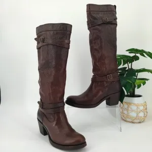 Frye Women's Jane Brown Leather Tall Heels Boots Size 6