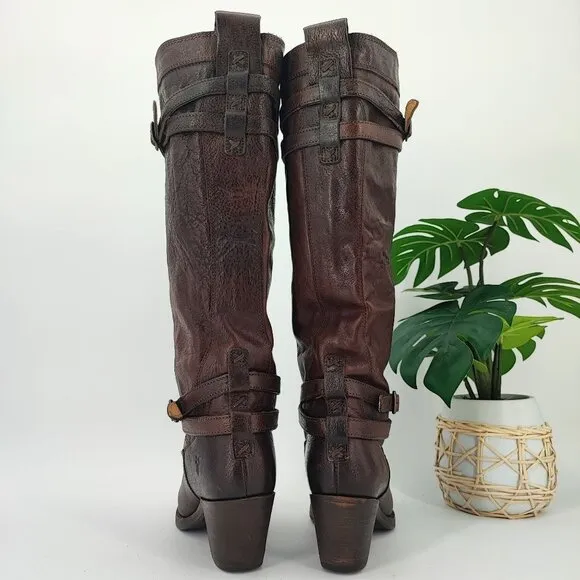 Frye Women's Jane Brown Leather Tall Heels Boots Size 6