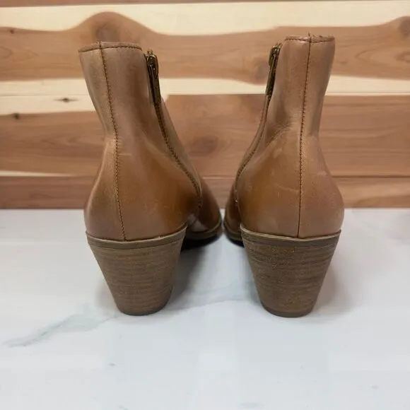 Frye Women's Leather Ankle Boots Western Inspired Side Zip Brown Booties‎ sz 10M