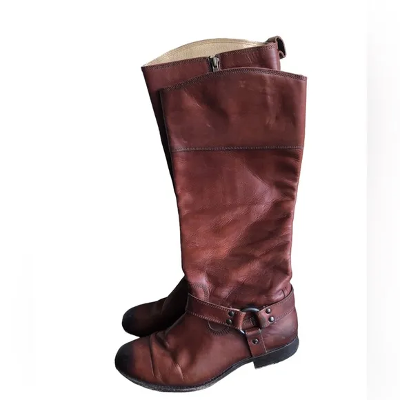 Frye Women’s Leather Brown Zipper Tall Boots Size 8.5