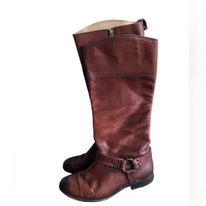 Frye Women’s Leather Brown Zipper Tall Boots Size 8.5