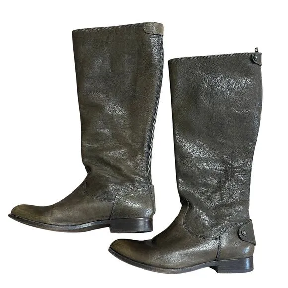 Frye Women's Melissa Button  Tall Distressed Leather Boot' s Size 10B