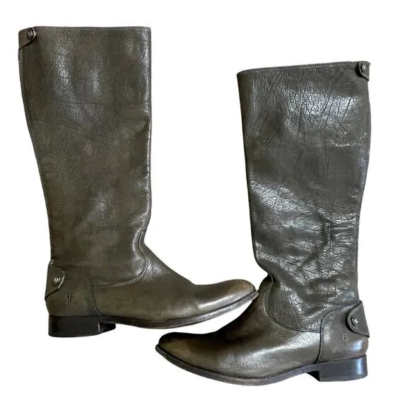 Frye Women's Melissa Button  Tall Distressed Leather Boot' s Size 10B