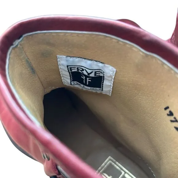 Frye Women's Phillip Harness Ankle Boots Red Leather Western Boho Style 8.5