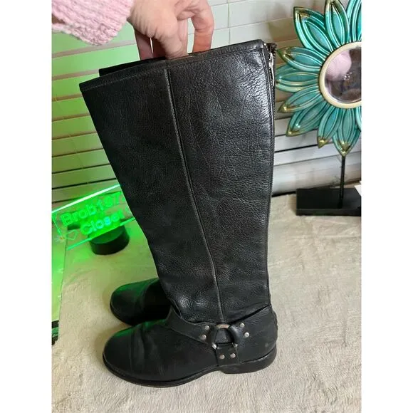 Frye Women's Phillip Harness Tall Riding Boots Black Size 8 B
