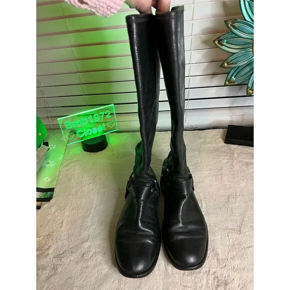 Frye Women's Phillip Harness Tall Riding Boots Black Size 8 B