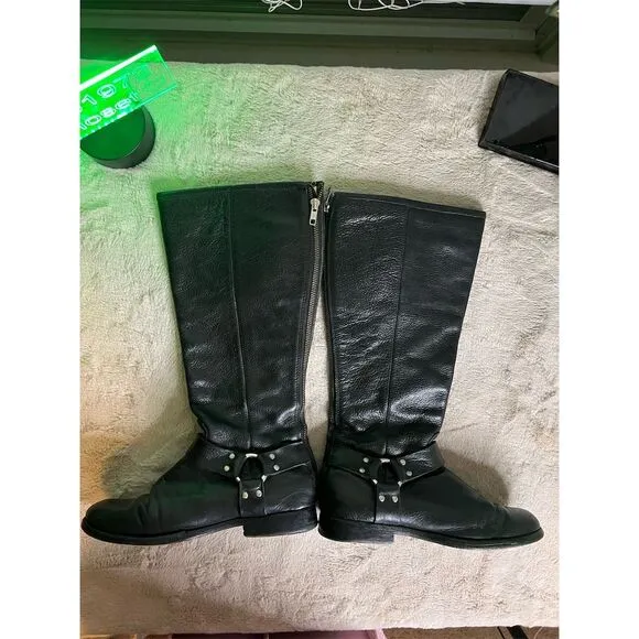 Frye Women's Phillip Harness Tall Riding Boots Black Size 8 B