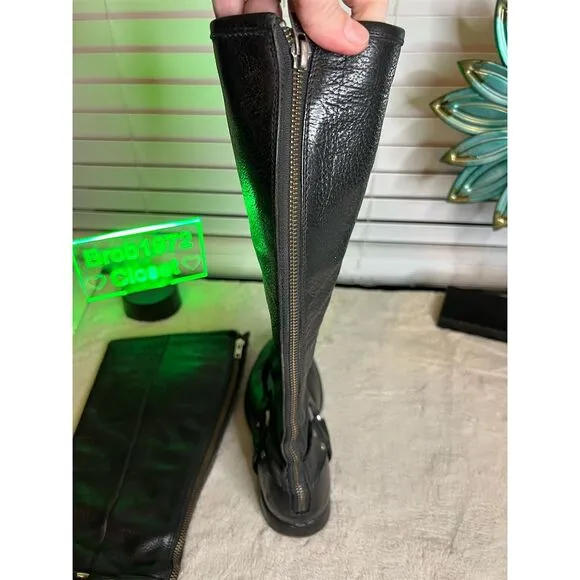 Frye Women's Phillip Harness Tall Riding Boots Black Size 8 B