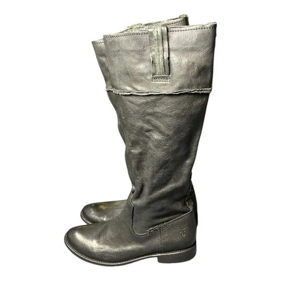 Frye Womens Shirley Artisan Black Leather Riding Tall Equestrian Boots 6.5B