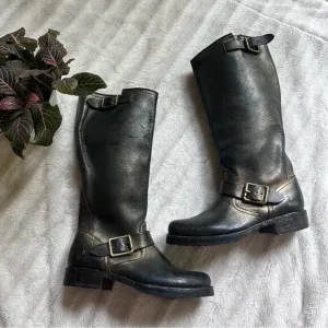 Frye x Coach Veronica Metallic Tall Leather Boots