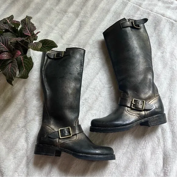 Frye x Coach Veronica Metallic Tall Leather Boots