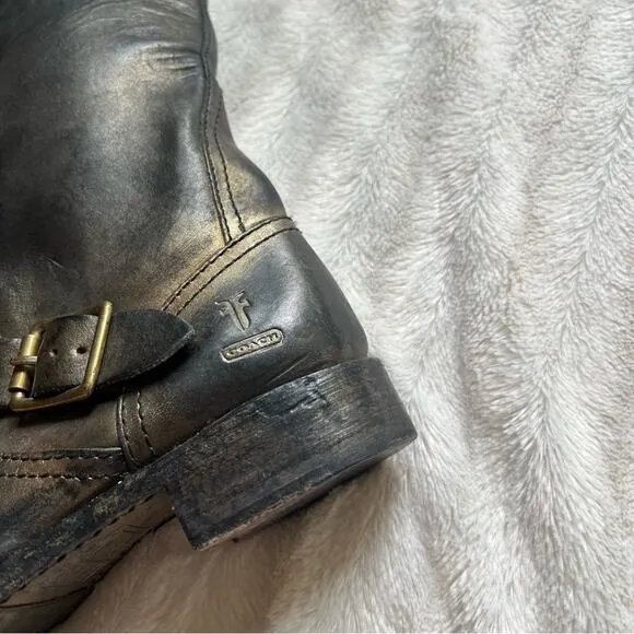 Frye x Coach Veronica Metallic Tall Leather Boots