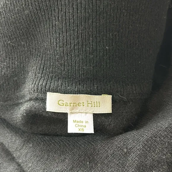Garnet Hill Oversized Turtleneck Sweater Black Wool Cashmere Pockets Sz XS