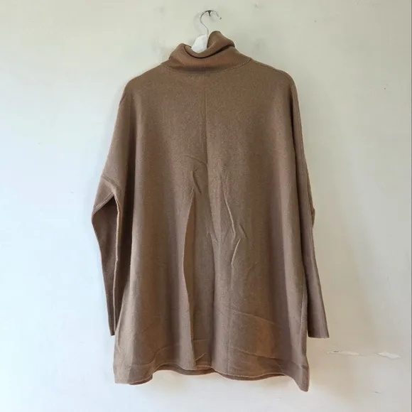 Garnet Hill Oversized Turtleneck Sweater Walnut Front Pocket/Pouch Small