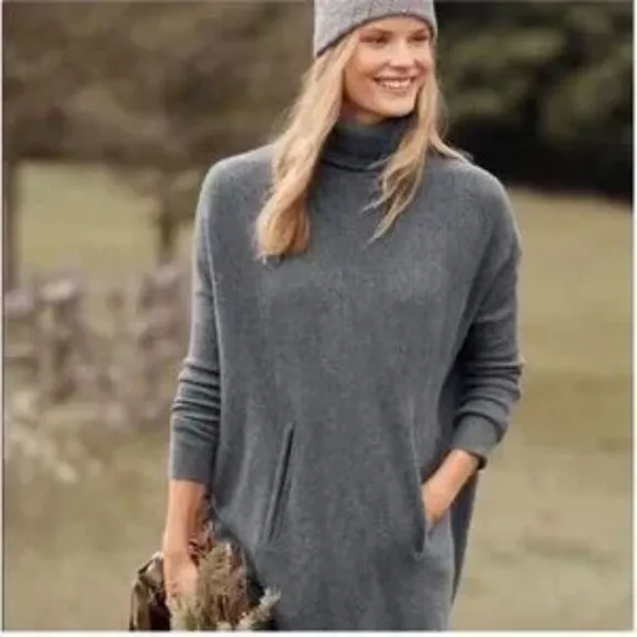Garnet Hill Wool &amp; Cashmere Oversized Turtleneck Sweater Extra Small