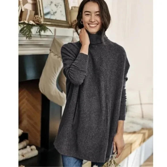 Garnet Hill Wool &amp; Cashmere Oversized Turtleneck Sweater Extra Small