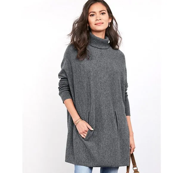 Garnet Hill Wool &amp; Cashmere Oversized Turtleneck Sweater Extra Small