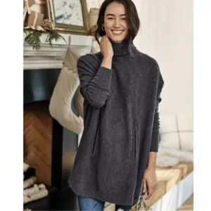 Garnet Hill Wool &amp; Cashmere Oversized Turtleneck Sweater Extra Small