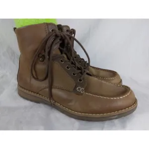 GBX Layne Boots Moccasin Toe Lace Up Ankle Bootie Brown Leather Casual Mens 8.5M
