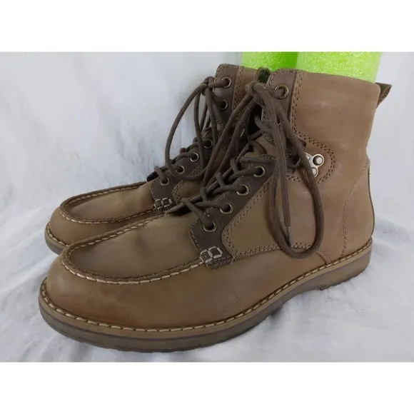GBX Layne Boots Moccasin Toe Lace Up Ankle Bootie Brown Leather Casual Mens 8.5M