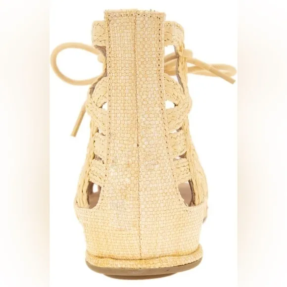 Gentle Souls Break My Heart 3 Caged Gladiator Sandals in Natural Raffia 8 1/2