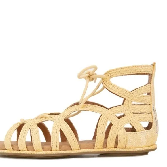 Gentle Souls Break My Heart 3 Caged Gladiator Sandals in Natural Raffia 8 1/2