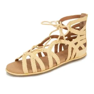 Gentle Souls Break My Heart 3 Caged Gladiator Sandals in Natural Raffia 8 1/2