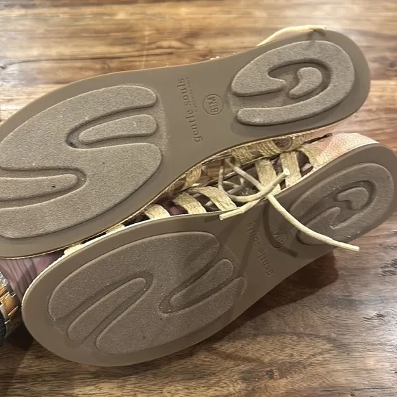 Gentle Souls Break My Heart 3 Caged Gladiator Sandals in Natural Raffia 8 1/2