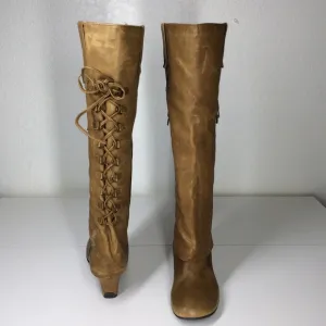 GENTLE SOULS Womens Saddle Tan Leather Oh Shucks Tall Knee High Boots
