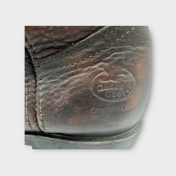 Georgia Boot G4742 Mens Brown Pull On Wedge Wellington Work Boots Size 9 Wide