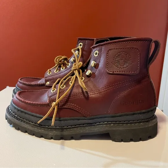 Georgia Boot Men’s Brick Red Leather Lace Up Workwear Gorpcore Boots